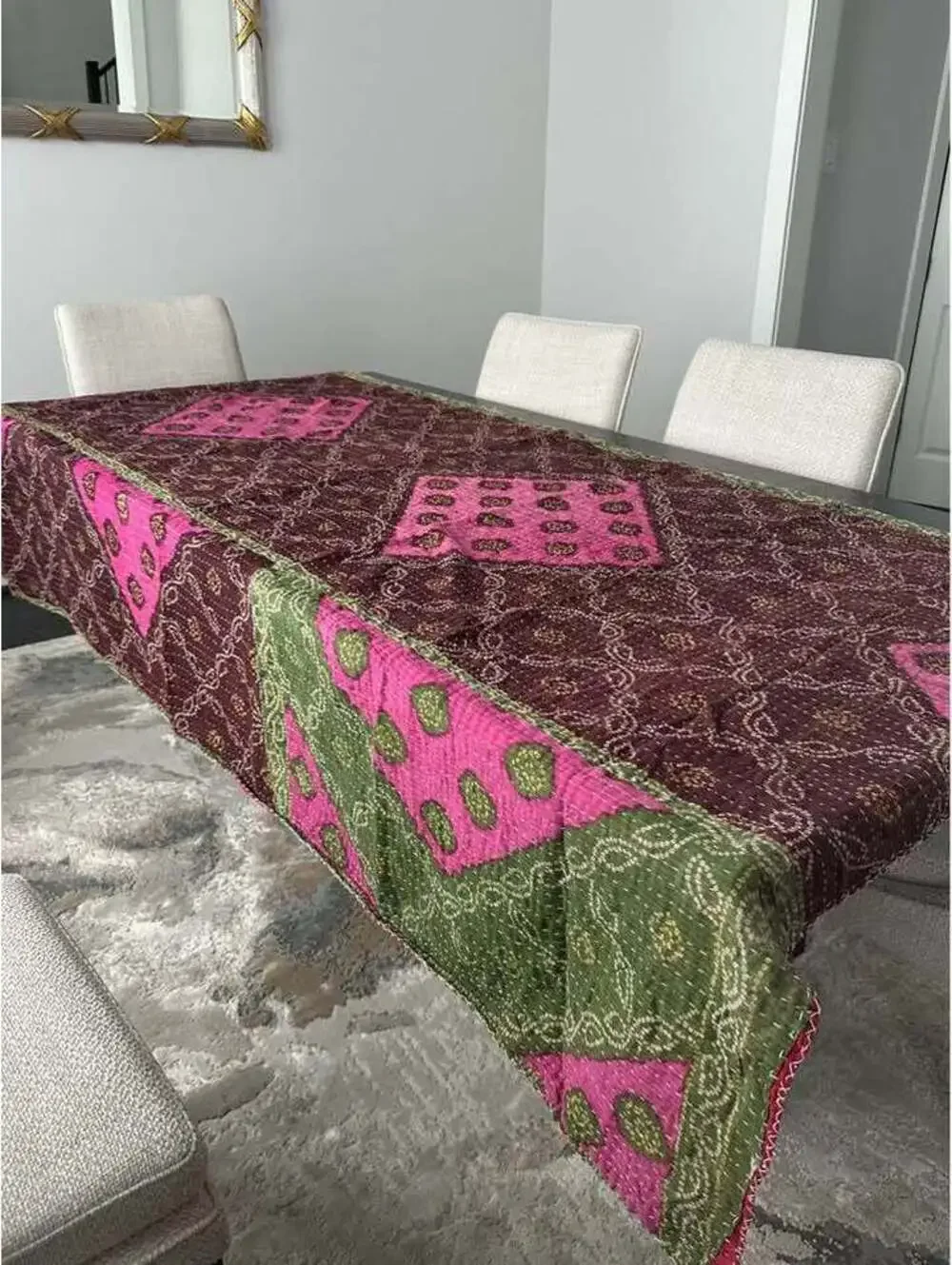 Kantha handmade blanket bed cover